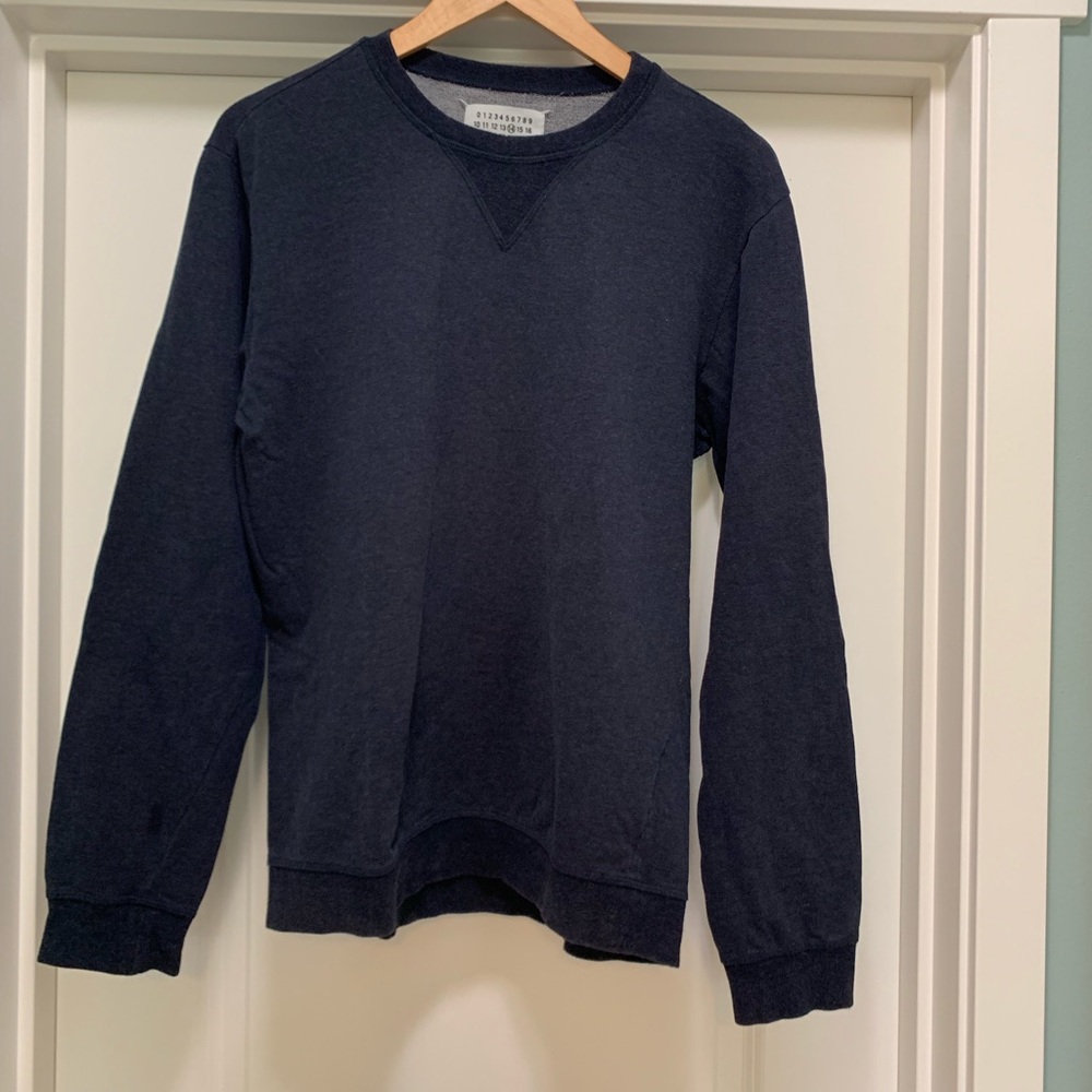 Vintage Margiela Sweatshirt Sz 48 Medium w Leather Elbow Patches A/W 2003